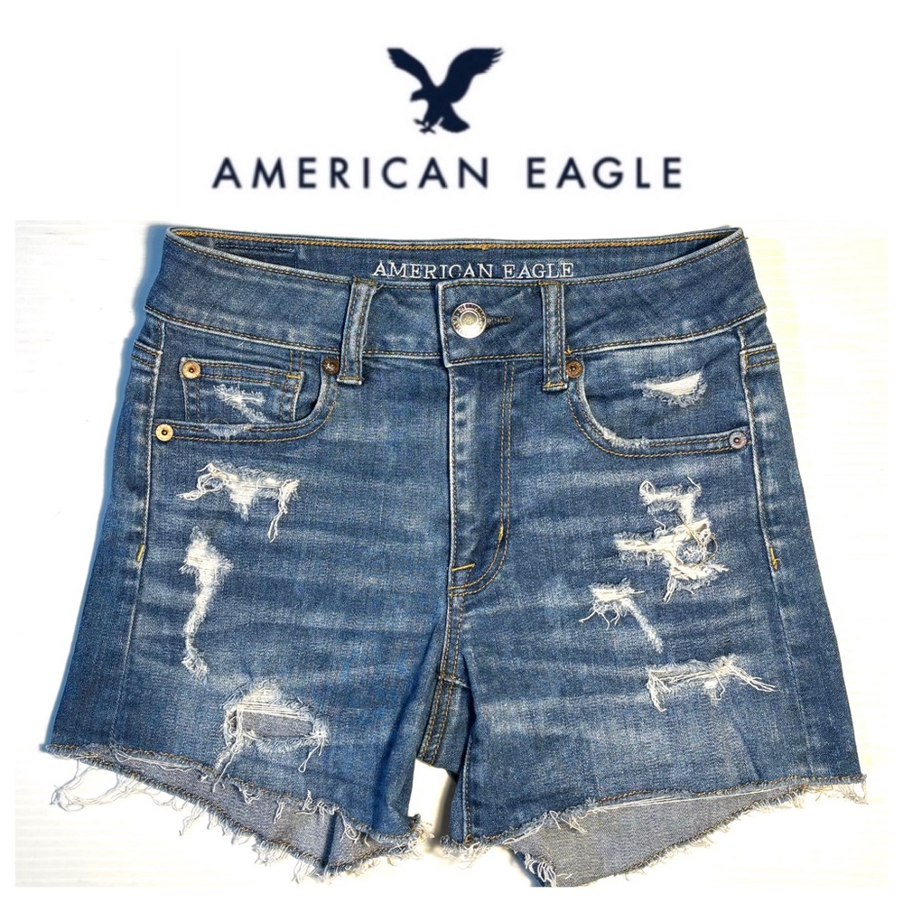 AE Distressed Hi-Rise Jean Shortie 0